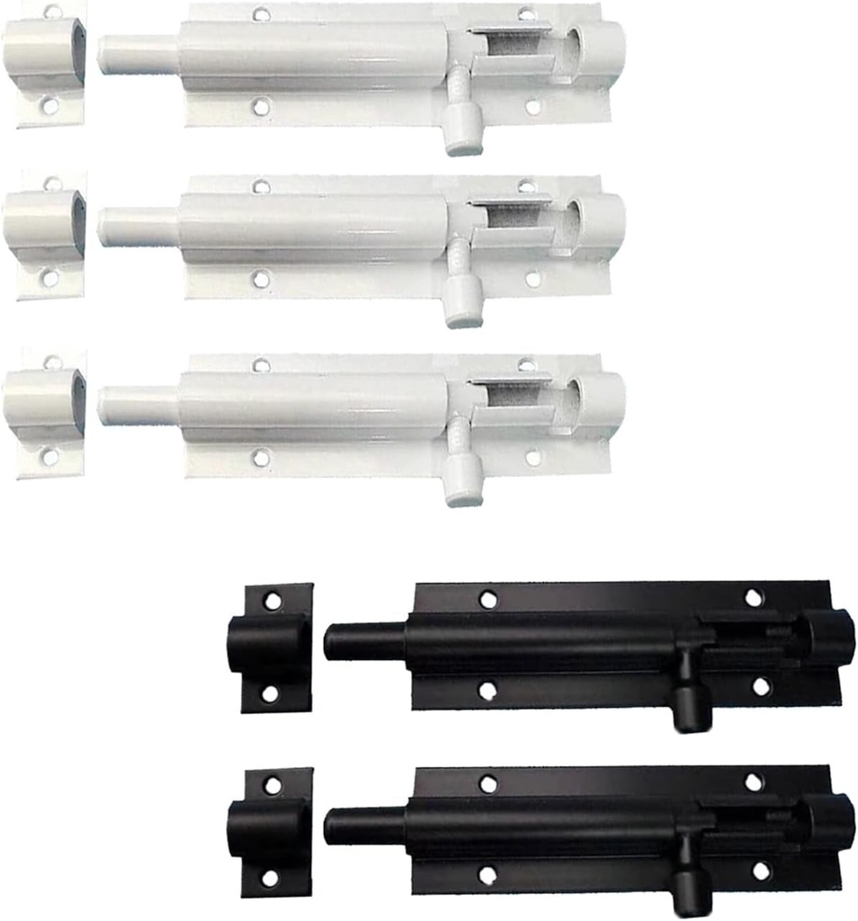 5Pcs 3 Inch Slide Barrel Bolt Latch Aluminum Alloy Thickened Security Sliding Door Latches for Home Yard Garden Kennels Bar Security Gate Sliding Latch（ 3 White 2 Black）