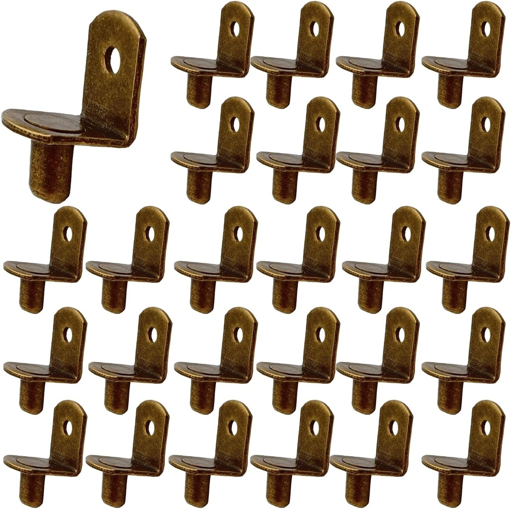 50 Pack Shelf Support Pegs, 6Mm Metal Nickel L-Shaped Support Pegs with Hole, Cabinet Support Pins for Furniture Shelves Bracket, Bronze