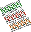 24" Inch Premium Heavy Duty Multi Color Bungee Cord with Hooks Tarp Bungie Elastic Tie down (Pack of 30)