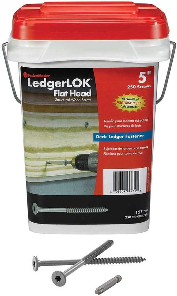 Fastenmaster Ledgerlok Flat Head Wood Screw - Bucket of 250 - 5"