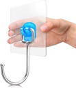 Antimbee 30-Pack Adhesive Wall Hooks, Heavy Duty Hooks 37 Lb(Max),Sticky Wall Hooks Fit Home, Bathroom, Kitchen, Office and Outdoor (Transparent Blue)