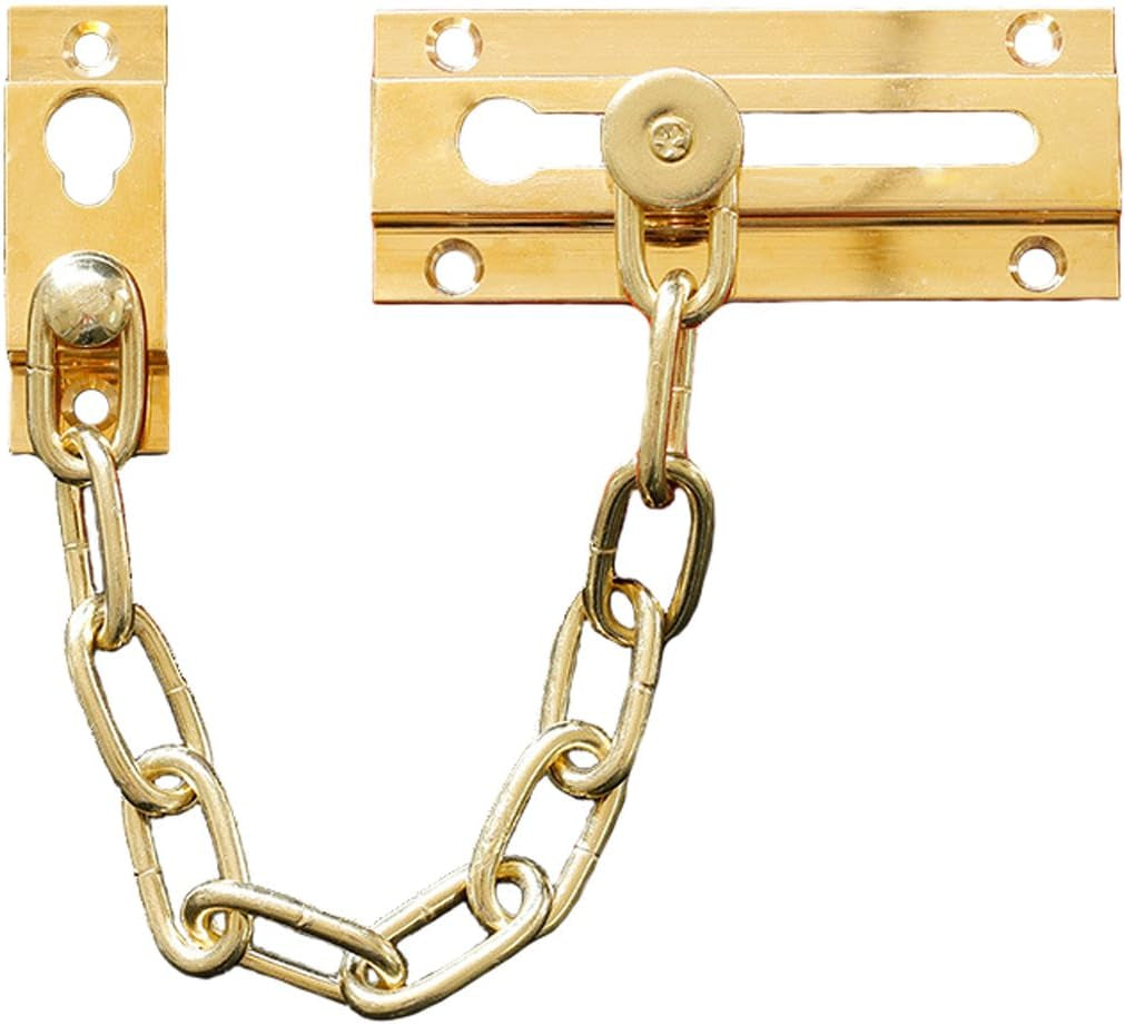 RZDEAL Anti-Theft Bolt Chain Brass Plated Heavy Duty Door Guard Gate Latches Safety Door Lock