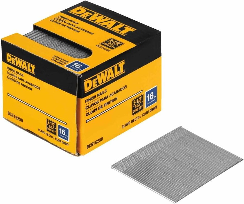 DEWALT DCS16200 2 Pack 2-Inch 16 Gauge Straight Finish Nail, 2,500/Pack2
