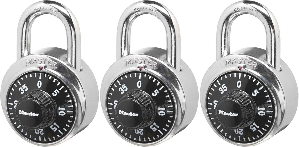 Master Lock 1500D Locker Lock Combination Padlock, 3Pack, Black