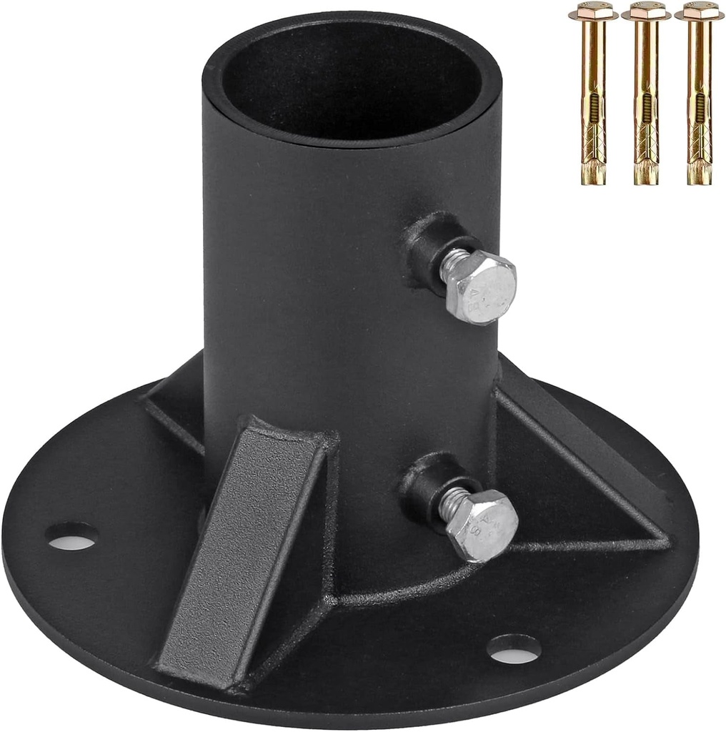 Chain Link Fence Post 2'' Floor Flange, Heavy Duty Chain Link Fence Parts, Fence Post Brackets Fit Fence/Mailbox/Flag round Posts (OD 1-7/8''), Single
