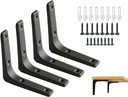 SAYAYO 4 PCS Iron Wall Shelf Bracket, 4 X 4 Inch Heavy Duty Shelf Support Bracket Decorative Joint Angle Bracket, Matte Black
