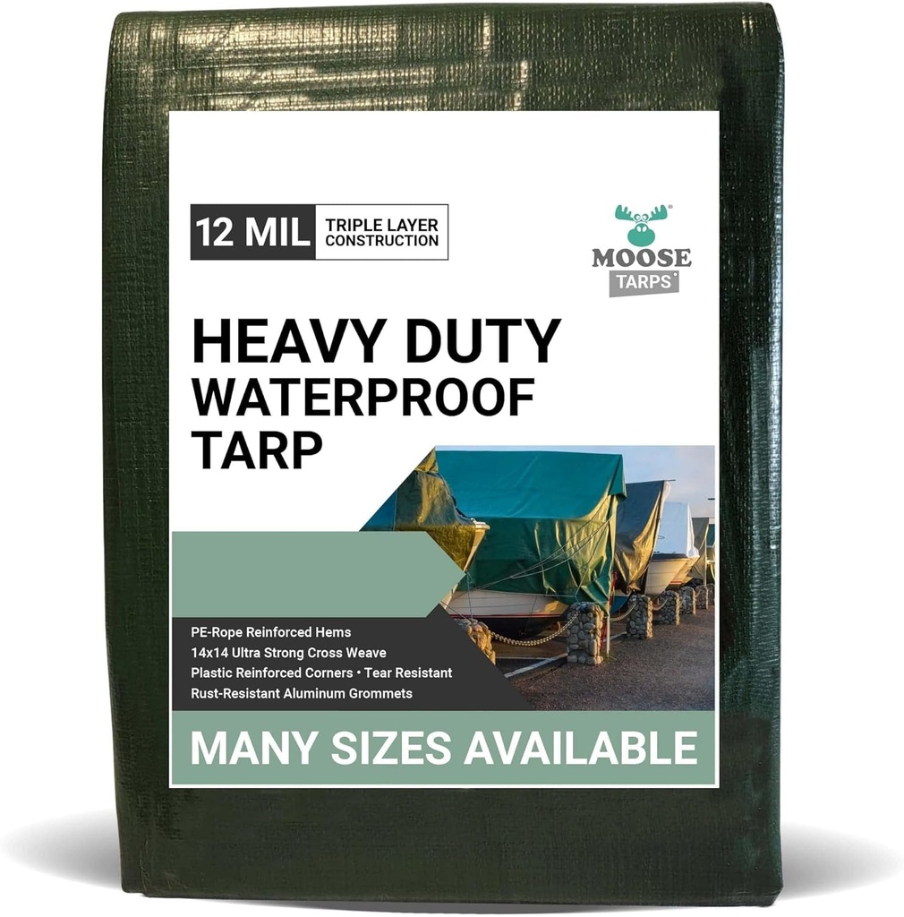 Waterproof Tent Tarp - Heavy Duty Tarp Tent for Wood Furniture, Car, Boat, Pool, & More - Tear Resistant - 20X25 Foot Indoor/Outdoor Reversible Tarp (Green/Brown Tarp)