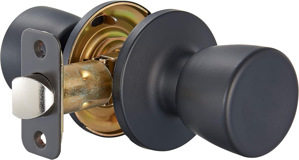 Amazon Basics Tulip Door Knob - Passage - Matte Black, Pack of 6, 6 Count Total
