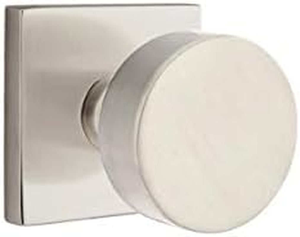 EMTEK Square Rosette Passage Set with Matching Finish round Knob - Choice of 7 Finishes - 5110ROUUS15 - Satin Nickel (US15)