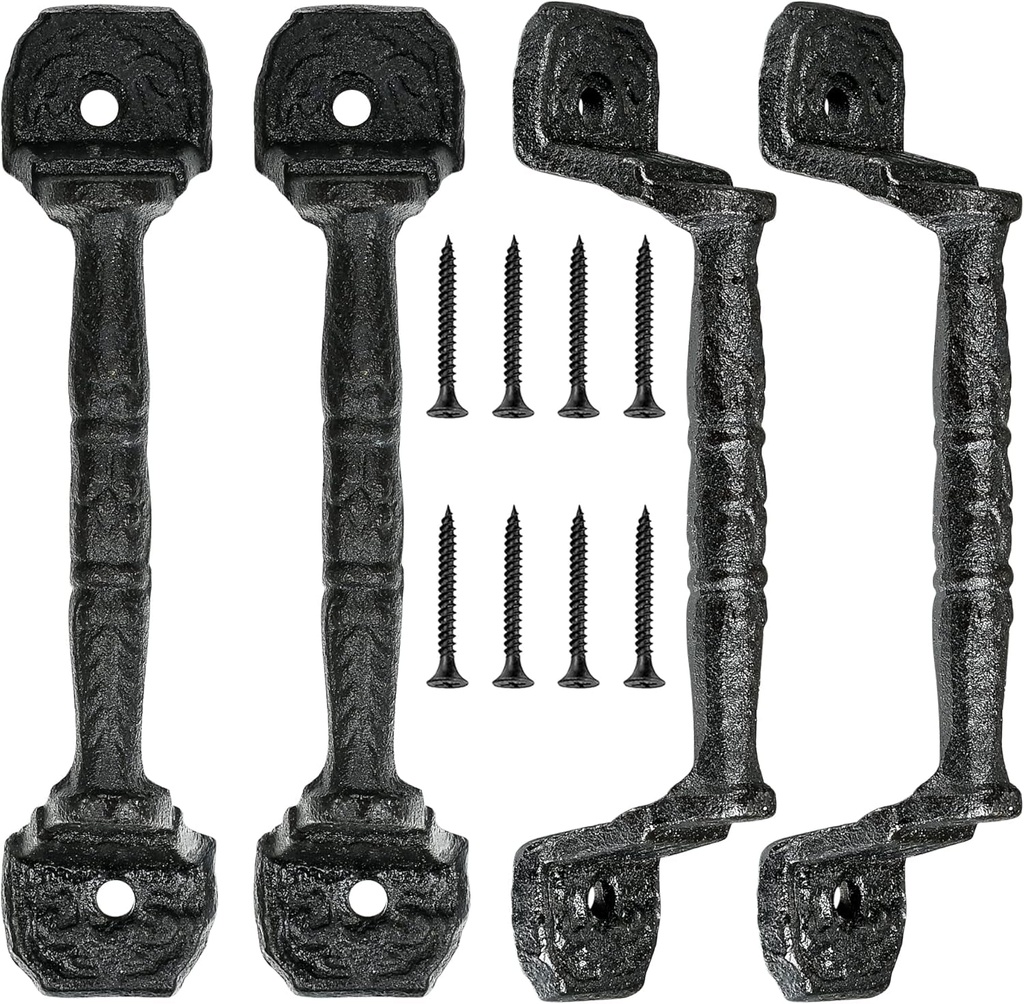 Sliding Barn Door Handles，4 Packs 5.51" Cast Iron Handles,Black Vintage Metal Gate Pull Handle Fence Handle Antique Long Cabinet Handles for Outdoor,Garage,Closet,Interior,Drawer