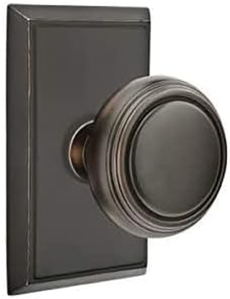 Emtek Passage Set, Rectangular Rosette, Norwich Knob, Oil Rubbed Bronze US10B
