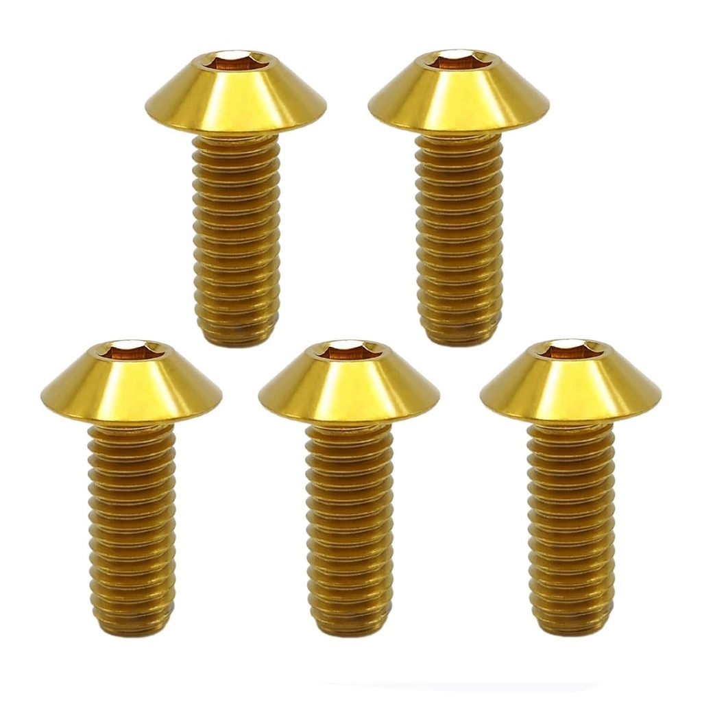 RISON Titanium Bolts M8X1.25X25Mm Button Umbrella Socket Head Bolt Titanium Umbrella Screw Gold Titanium Dome Head Bolt for Bicycle Motorcycle Pack of 5