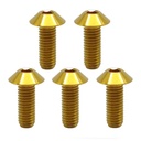 RISON Titanium Bolts M8X1.25X25Mm Button Umbrella Socket Head Bolt Titanium Umbrella Screw Gold Titanium Dome Head Bolt for Bicycle Motorcycle Pack of 5