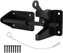 Heavy Duty Automatic Gate Latch for Wooden Fences Metal Gates Vinyl Fence,Self Locking Outswinging Pool Dog Gate Door Latches Gravity Security Latch with Cable Pull Gate Opener, Black