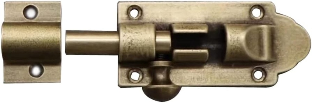 Barrel Bolt Door Latch - Heavy Duty Gate Sliding Bolt Latch in Oil Rubbed Bronze - Jruizhp 1 Pcs Antique Brass Door Slide Latch Lock - Solid Cast Brass Gate Latch