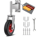 WOOSKY Spring Loaded Tube Gate Casters 6” Rubber Tire Heavy Duty Gate Caster Wheels with Hardware for Tube Gates, Metal Gates, Wooden Gates, Fence Gates, Swing Gates, 600 Lbs Load Capacity