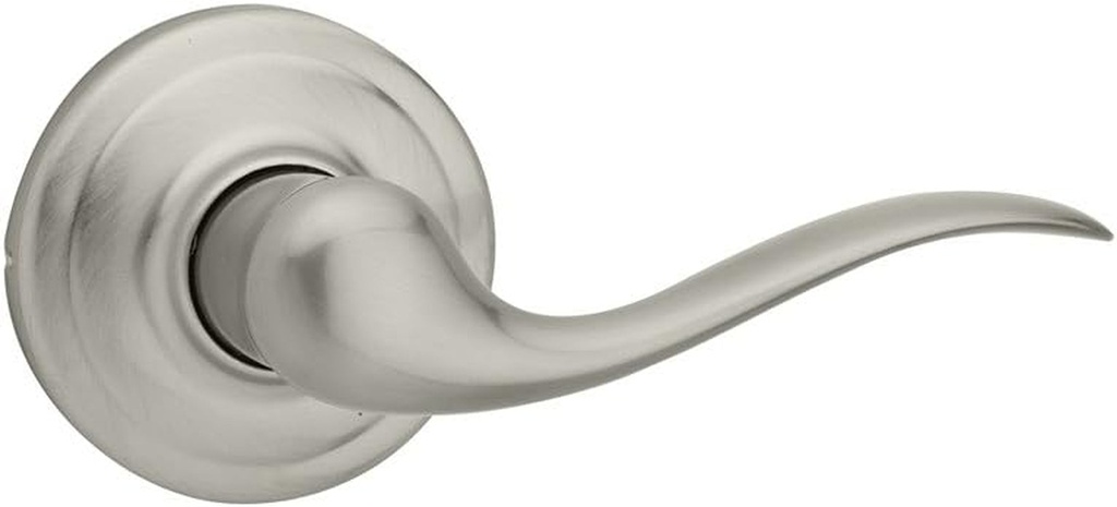 Kwikset Tustin Interior Passage Door Handle, Lever for Closet and Hallway Doors, Reversible Non-Locking Handle Lever, Satin Nickel, with Microban Protection