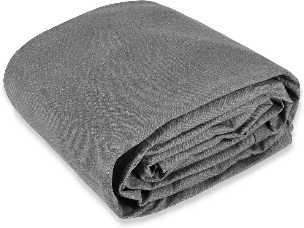 WHITEDUCK 12'X20' Canvas Tarp 18 Oz/37 Mil Heavy Duty Waterproof UV Resistant, Rustproof Grommets, Industrial & Commercial Use Cloth Tarp (Finished Size: 11'6"X19'6", Grey)