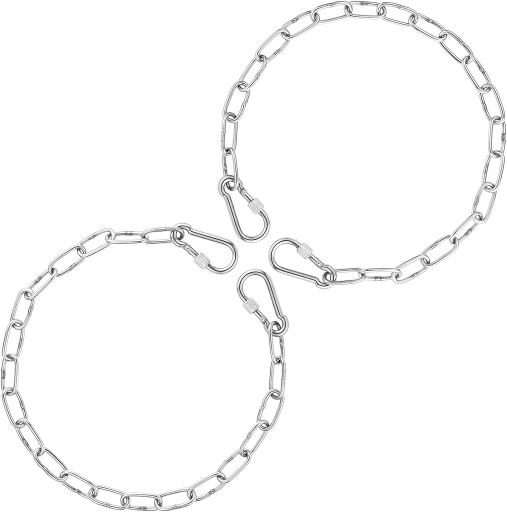 2Pcs Gate Chain Locks for Outdoor Fence, 20 Inch Stainless Steel Gate Link Chain Lock with Metal Buckles Chain Link Gate Latches for Pet Cages, Horse Goat Cow Dog Corral Supplies