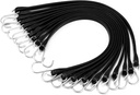 QWORK 21" Tarp Straps for Flatbed Trailers, Adjustable Tarp Straps, 50 Pack Rubber Bungee Cord Tie-Downs with Hooks for Securing Tarps, Canvases, Cargo