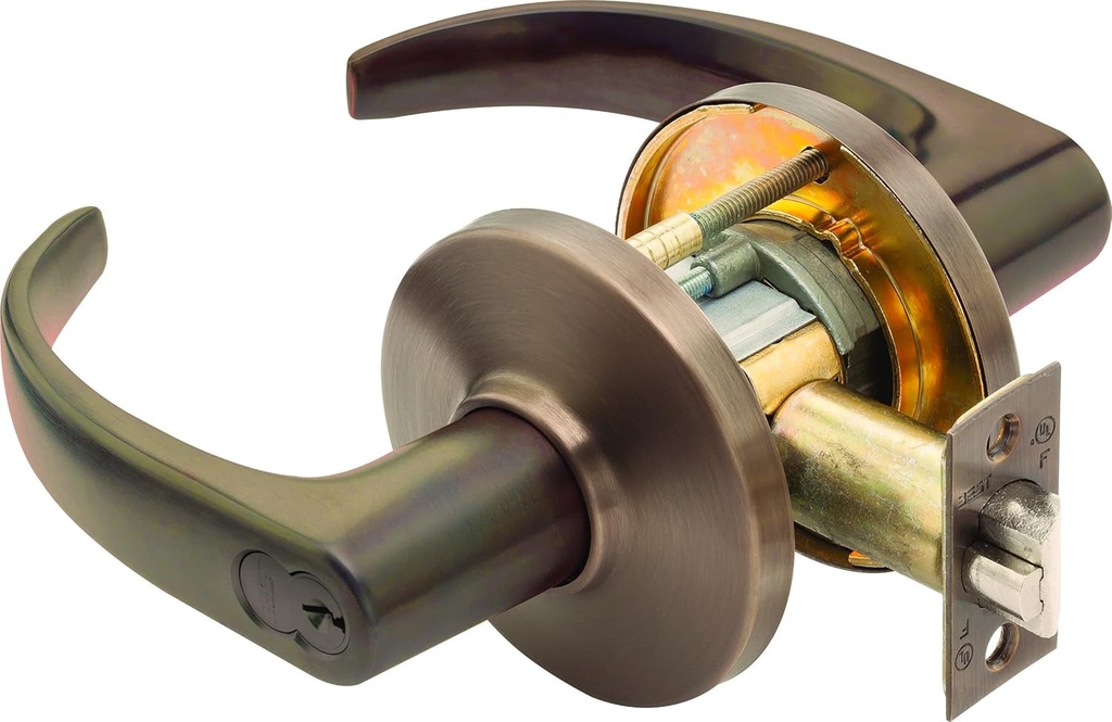 Stanley Best 9K37AB14DS3613 7-Pin Convex D Rose Curved Return Heavy Duty Lever Lock, Entrance, Oil Rubbed Bronze, 3.5" X 5.375" X 2.75"