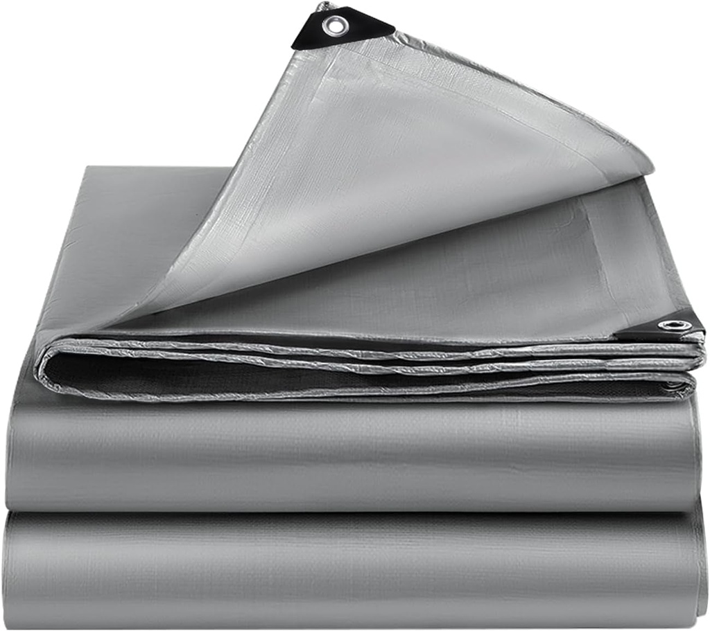 Sliver Tarps Heavy Duty Waterproof, 12 Mil Large Tarps with Grommets and Reinforced Edges, UV Tear Fade Resistant, Heavy Duty Tarps for Outdoors Patio Camping, 15 * 30FT