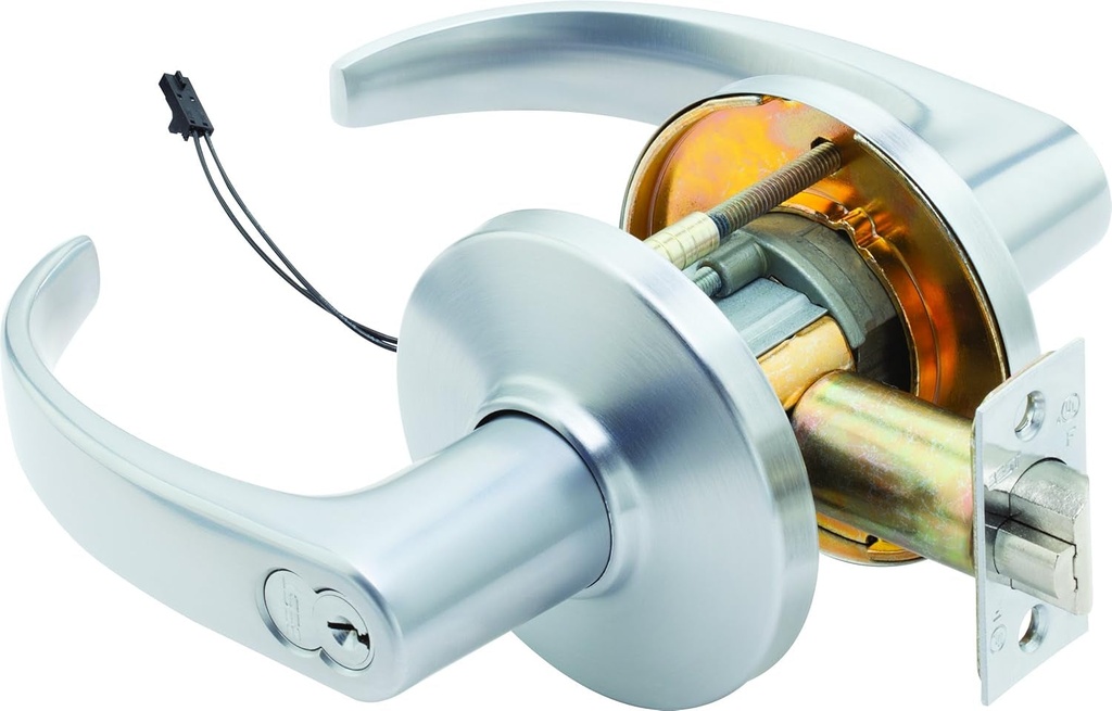 Stanley 9KW37DEU14DS3626 Best Access Systems 9KW Series Electrified Cylindrical Lock, Curved Return with Lever Design (14), Satin Chrome