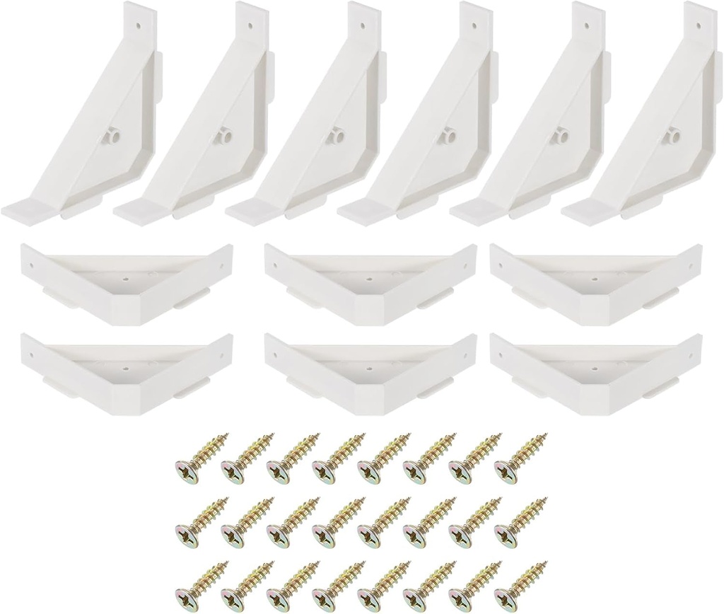 Uxcell 40 PCS 90 Degree Plastic Triangle Bracket, Corner Support Braces with Screws for Furniture Cabinet, White