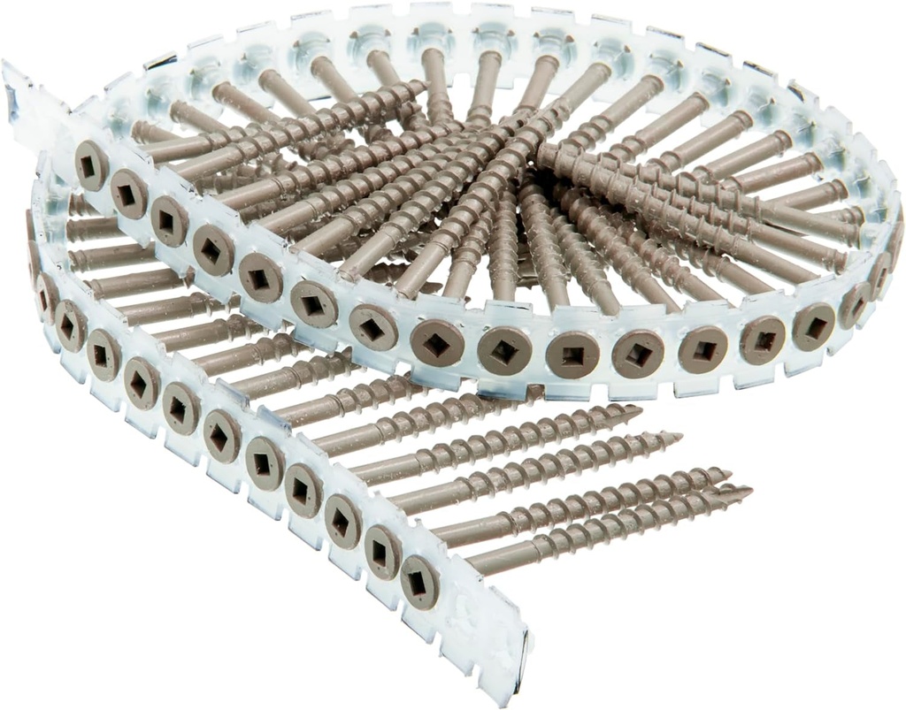 Senco Duraspin Screw Number 8 by 2-1/2-Inch All Purpose Exterior Wood Collated Screw (800 per Box) (08D250W)