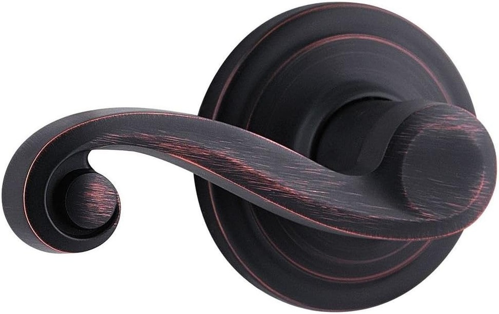 Kwikset Lido Interior Passage Door Handle, Lever for Closet and Hallway Doors, Reversible Non-Locking Handle Lever, Venetian Bronze, with Microban Protection