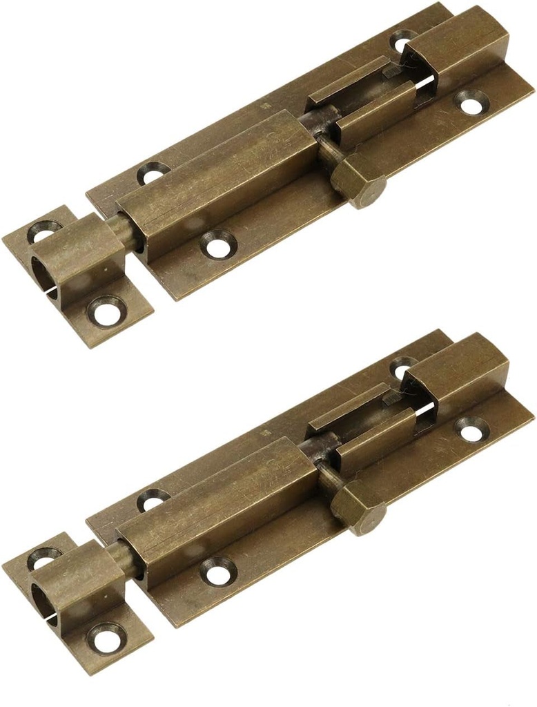 Quluxe 3 Inch Solid Cast Brass Barrel Bolt, Antique Brass Door Slide Latch Lock, Heavy Duty Gate Sliding Bolt Latch- Bronze (Pack of 2)