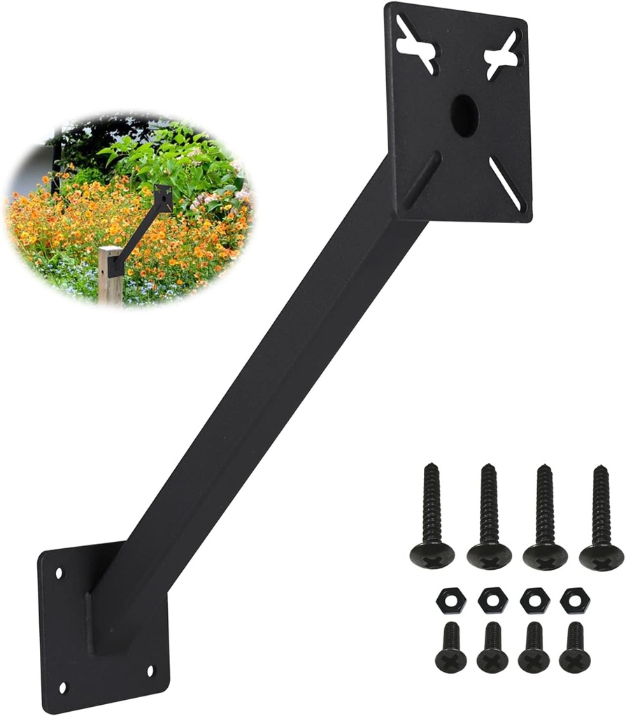 Keypad Mounting Post Bracket, Heavy Duty Universal Gooseneck Pedestal Mount for Keyboard on Automatic Gate Opener Systems or Garage Door, Black