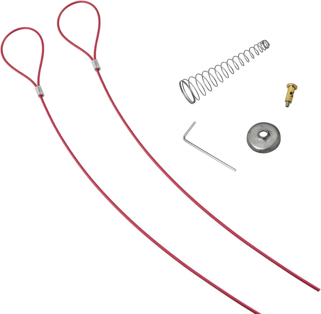 1Set Red Spring Loaded Adjustable Gate Latch Cable Pull Gate Opener Adjustable Latch Cable Sliding Door Opener (2 X Door Lock Cable, 1 X Spring, 1 X End Cap, 1 X Brass Cylinder, 1 X Hex Key)