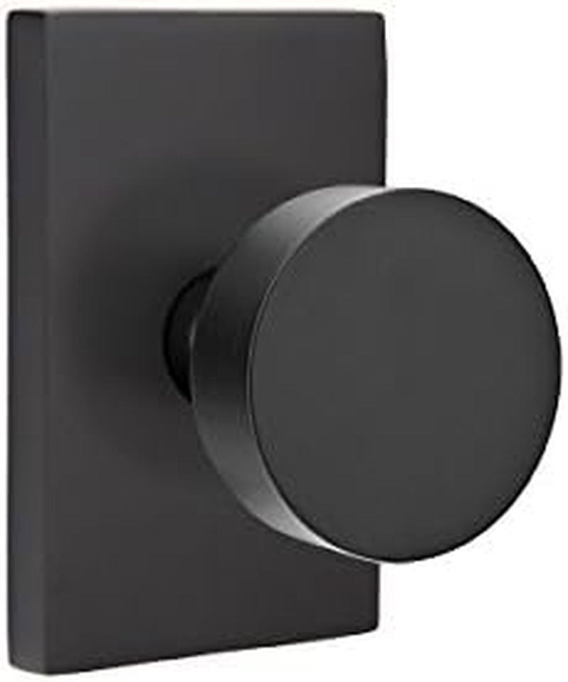 Passage Set, Modern Rectangle Rosette, Modern round Knob, Flat Black
