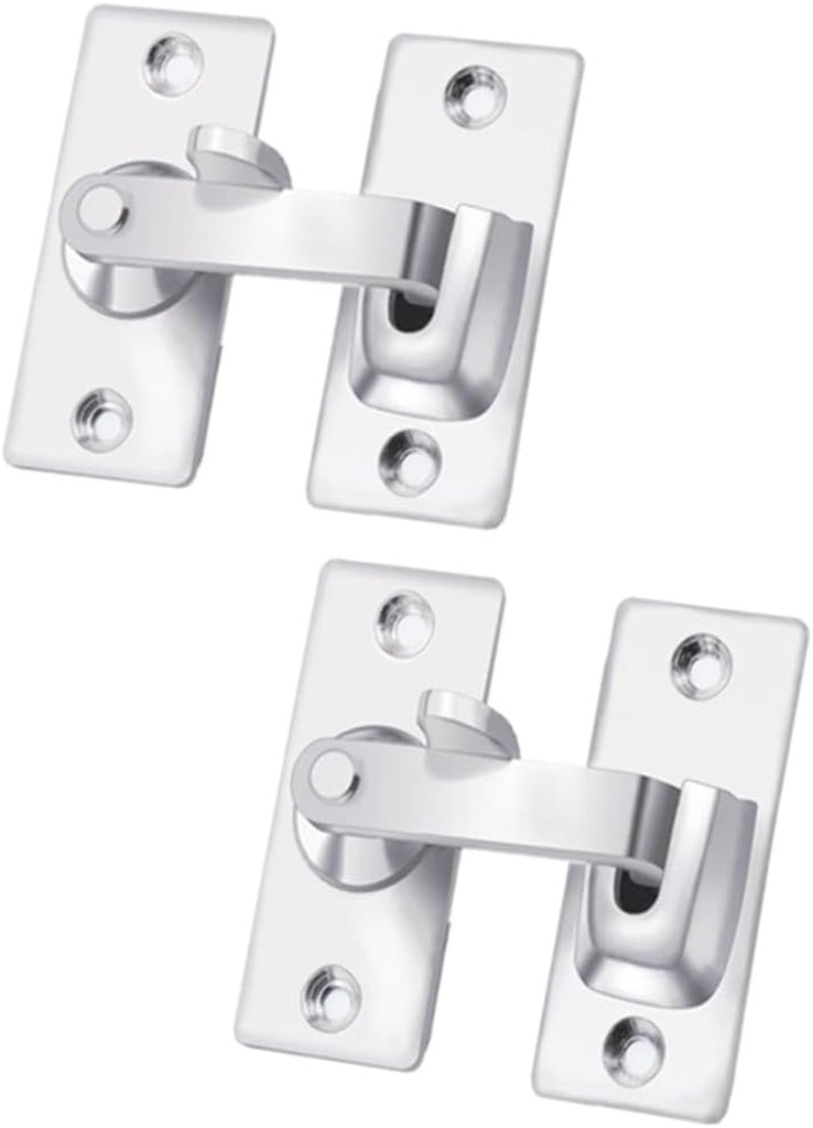 Szhdxsy 2 Pcs180 Degree Stainless Steel Latch,Flip Door Sliding Latch,Safety Sliding Barn Door Lock,Latch Lock,Right Angle Curved Door Lock,Brushed