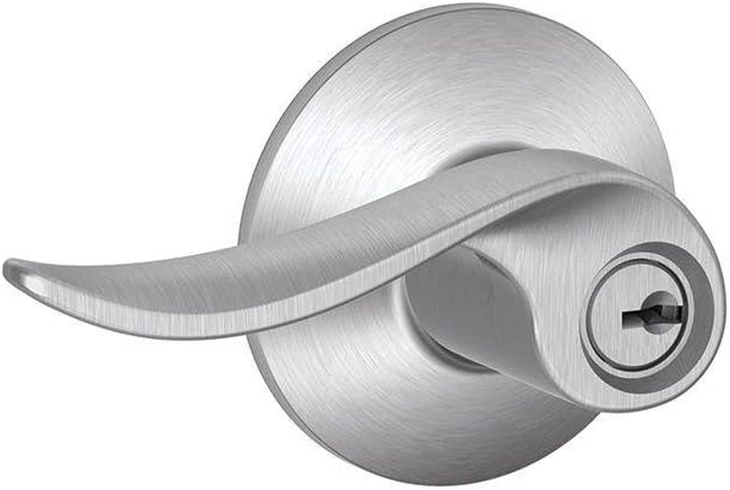 SCHLAGE F51A SAC 626 Sacramento Lever Keyed Entry Lock, Satin Chrome