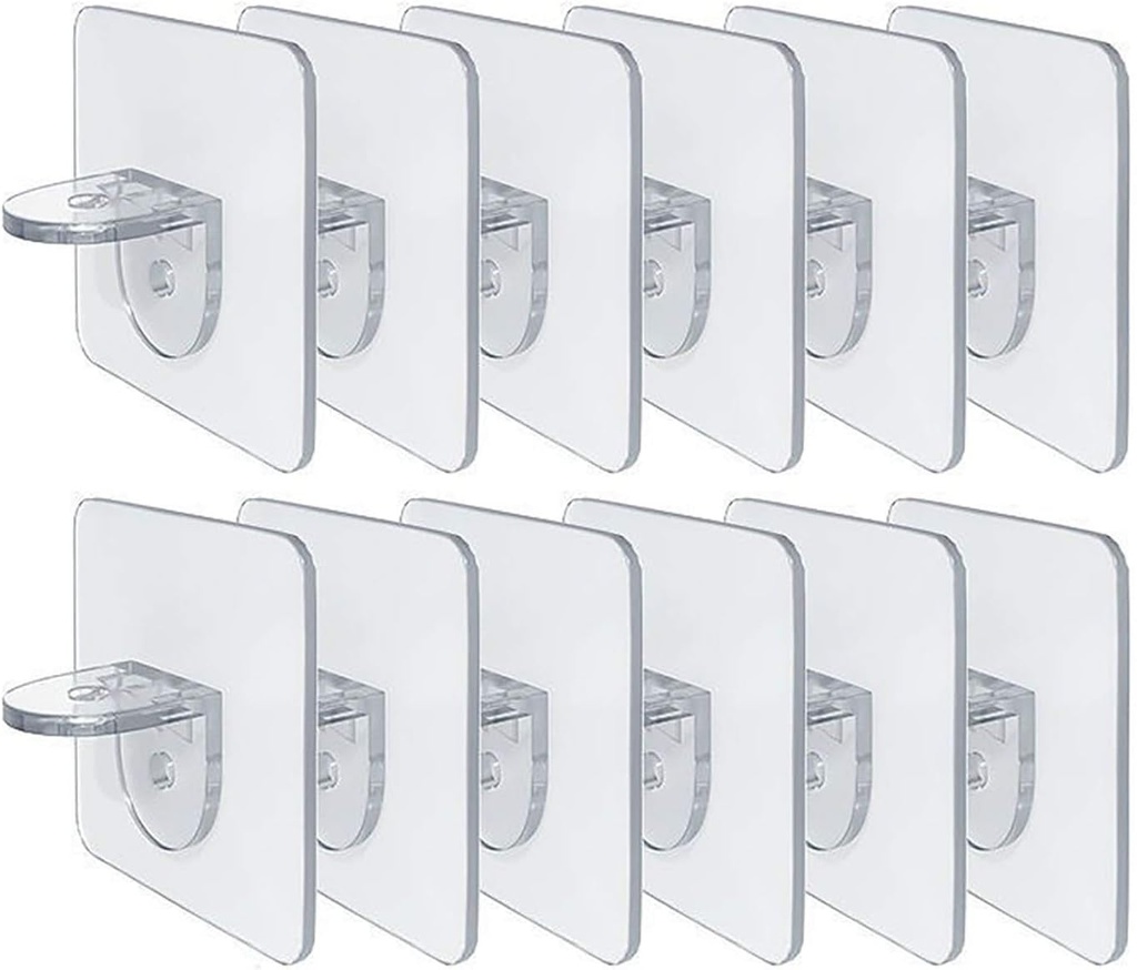 Punch Free Shelf Support Peg-Self Adhesive Shelves Clips for Kitchen Cabinet Book Shelves-Strong Partition Holders Pin for Closet Brackets Clapboard Layer-Load Bearing 10 Pounds
