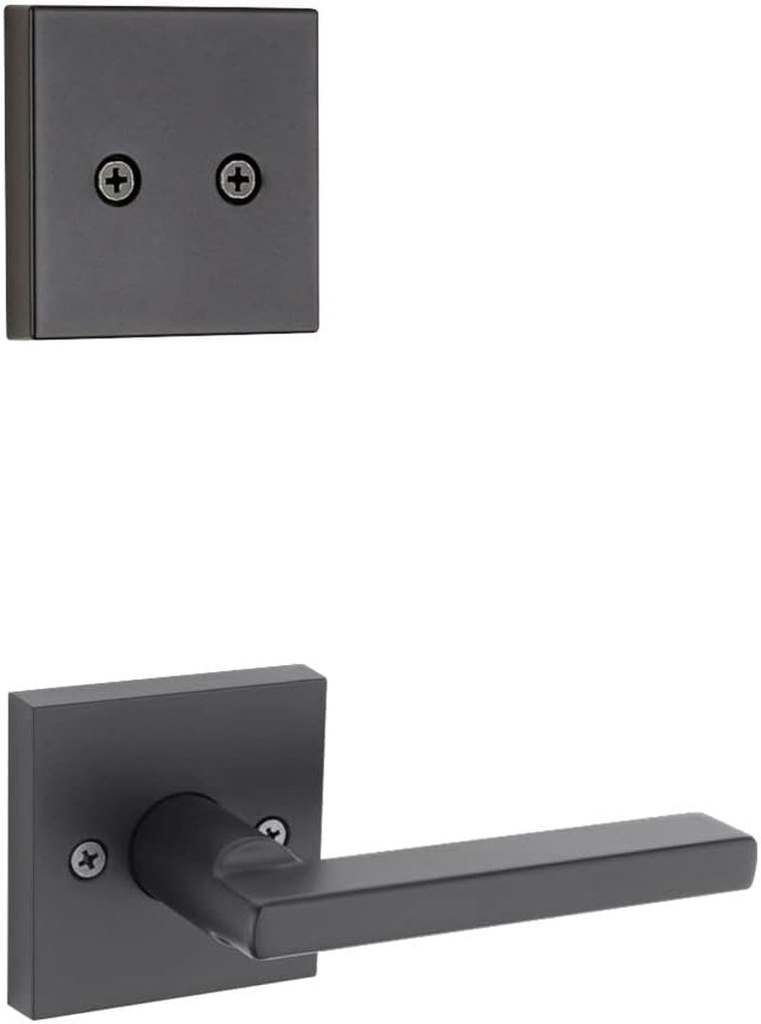 Kwikset 973HFLSQT-514V1 Dummy Interior Halifax Lever Trim with Square Rose New Chassis Matte Black Finish