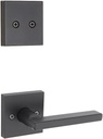 Kwikset 973HFLSQT-514V1 Dummy Interior Halifax Lever Trim with Square Rose New Chassis Matte Black Finish