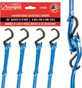 The Perfect Bungee 48" Adjust-A-Strap, Adjustable Heavy Duty Polyurethane Bungee Strap, Heavy Duty Nylon Hooks, Made in USA, 4 Pack, Blue