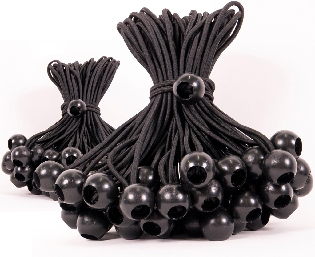 US Cargo Control Ball Bungee Cords, 9 Inch, Durable Bungee Cords with Balls, Highly Elastic Ball Bungee with UV and Water Damage Protection, Used for Tarp Tie Down, Canopies, and More, 100-Pack