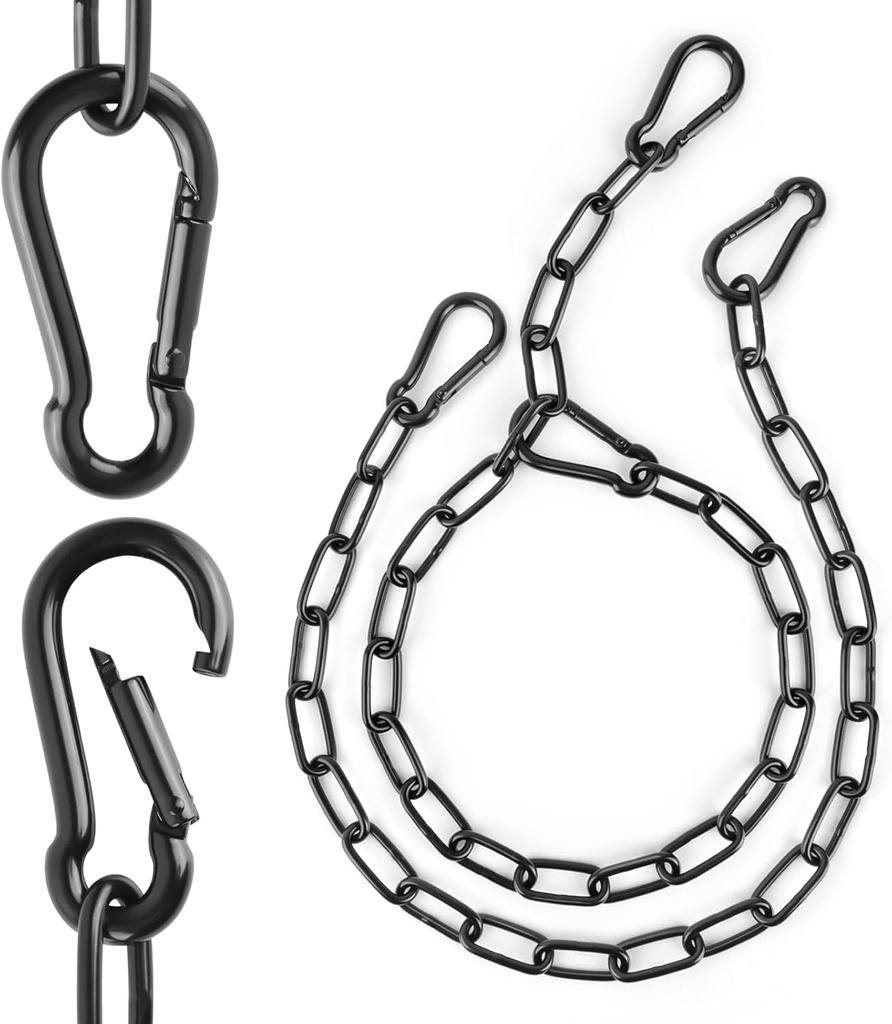 2 Pack Gate Chain Lock Gate Links for Outdoor Fence - Hanging Chain with Carabiners Chain Link Gate Latch Multifunctional Stainless Steel Metal Chain for Gate Latch Link Fence or Hanging