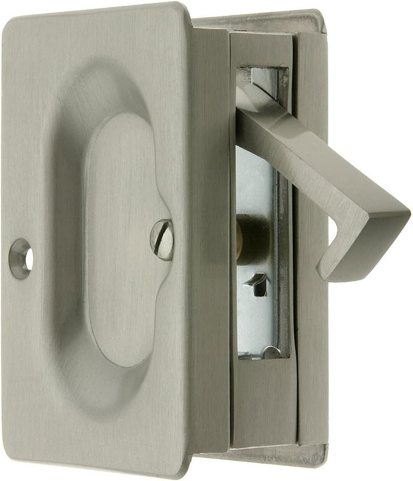 Emtek Premium Quality Mid-Century Pocket Door Passage Set in Satin Nickel