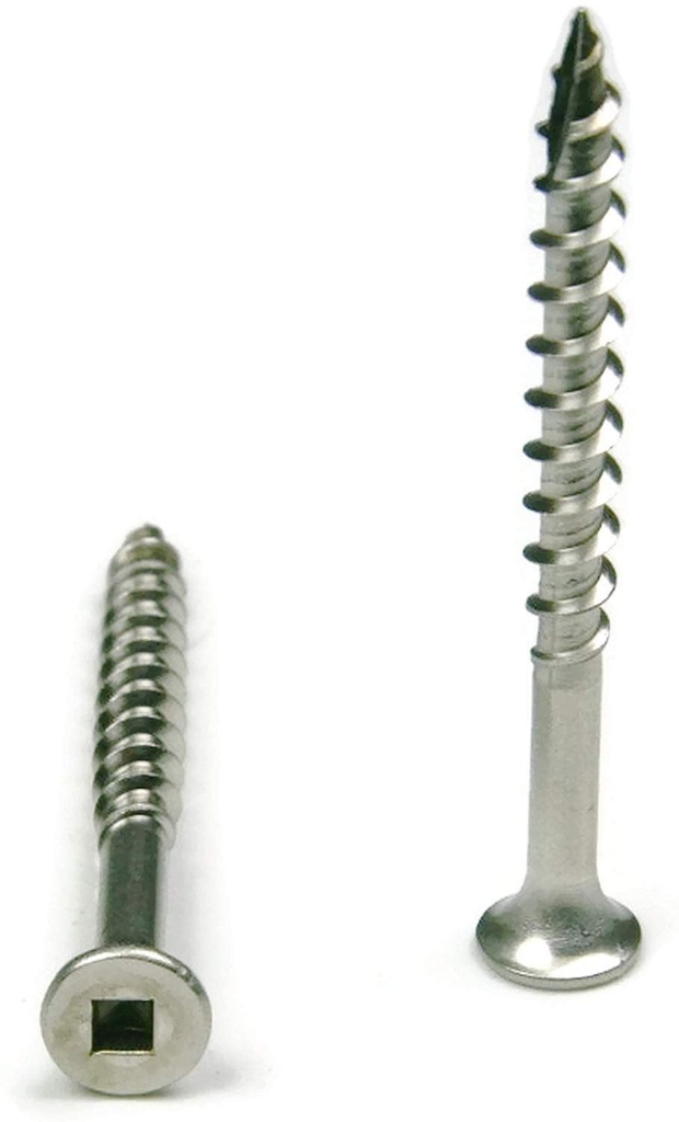 #12 X 5" Stainless Steel Wood Screw Square Drive, Bugle Head (Quantity: 600) Type 17 Wood Cutting Point, 3-1/4" of Thread Length, 12 Screw Diameter, 5" Screw Length