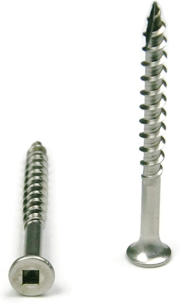 #6 X 1-1/2" Stainless Steel Wood Screw Square Drive, Bugle Head (Quantity: 200) Type 17 Wood Cutting Point, 1" of Thread Length, #6 Screw Diameter, 1-1/2" Screw Length