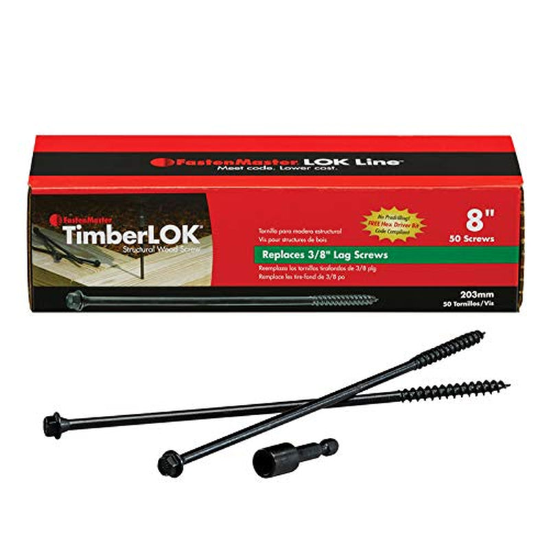 Fastenmaster Timberlok 8 In. L Hex E-Coat Structural Wood Screws 50 Pk