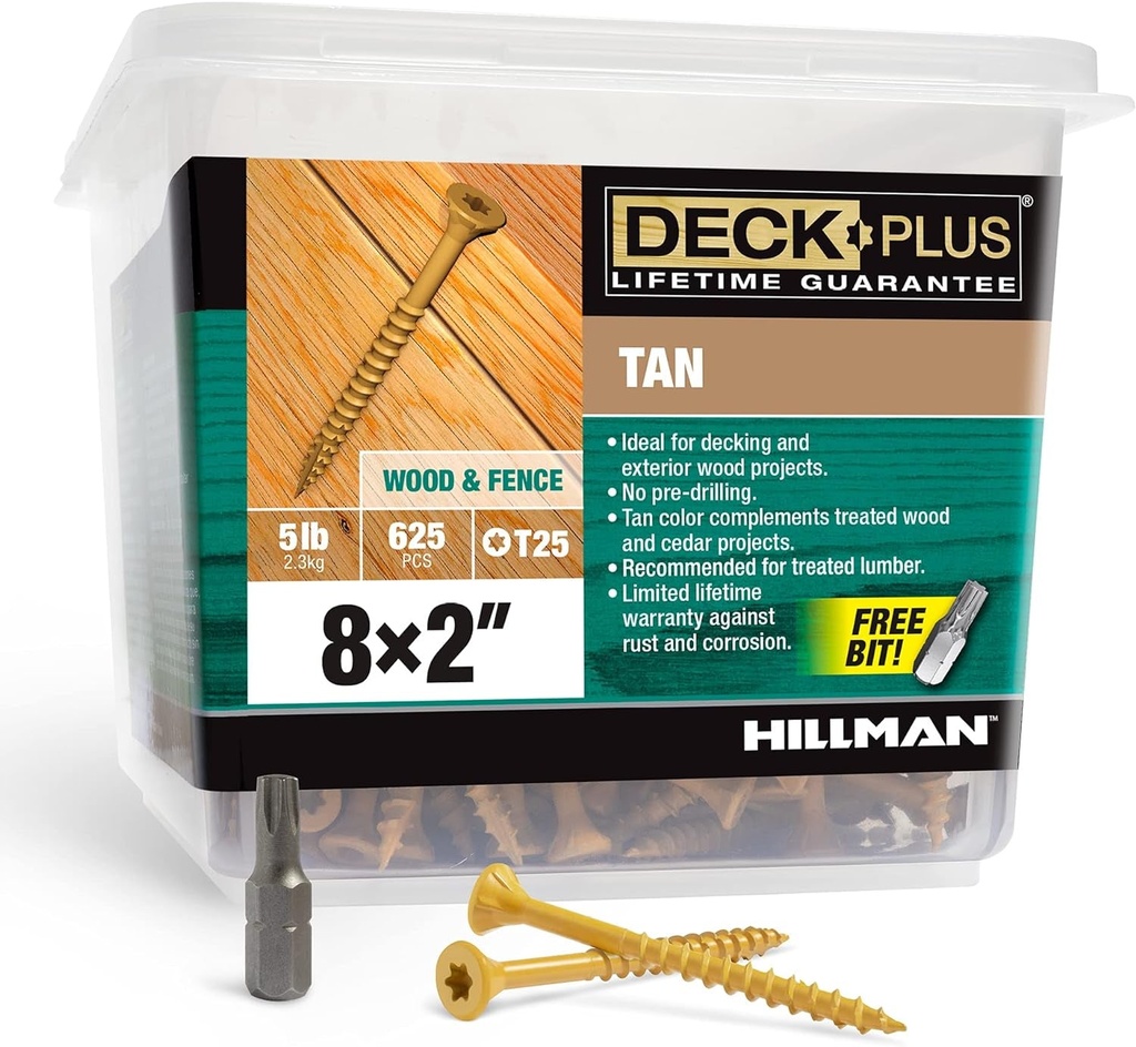 Deck plus 48414 Wood Screws #8 X 2", Tan, 5Lb Box