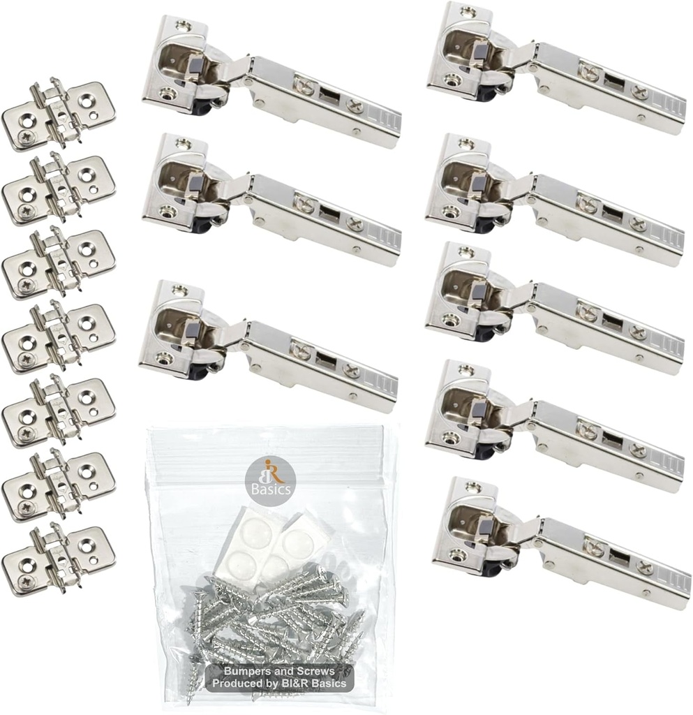 Blum 110 Degree Soft Close Hinges - Full Overlay Soft Close Frameless Application Kit Pack of 8