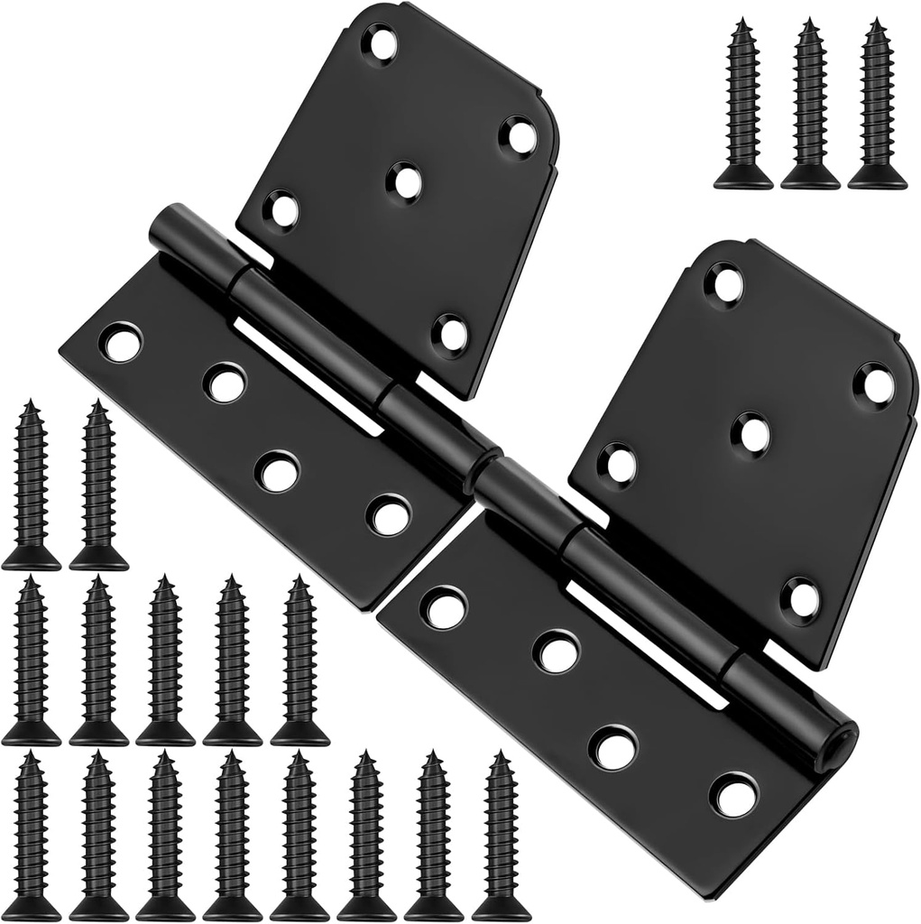3-1/2" Heavy Duty Gate Hinges, 2 PCS Door Hinges with 18 Pcs Screws, Black Self Closing Gate Hinges Shed Hinges for Wood Outdoor Gates, Fence Door and Shed