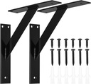 Heavy Duty Shelf Bracket, 2 Pcs Wall Shelf Brackets Support, Countertop Brackets, Metal Fireplace Mantel Brackets, Black Right Angle Wall Brackets for Kitchen, Bathroom, Shelves (150Mm/5.9 Inch)